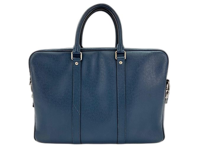 Borsa Louis Vuitton Taiga Portedocument Voyage PM Blu - vista 2