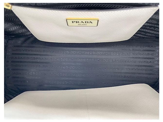 Borsa a mano in pelle bianca Prada Bianco - vista 13