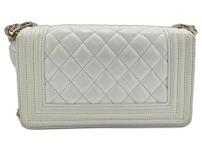 Borsa a Spalla Chanel Caviar Skin Boy Small - White Bianco - vista 3