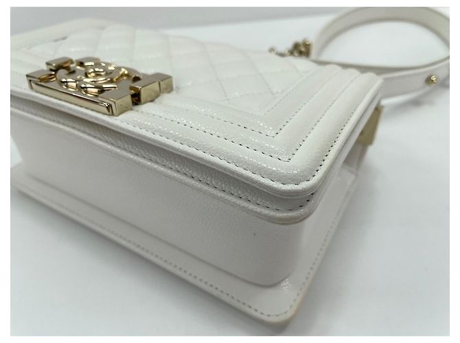 Borsa a Spalla Chanel Caviar Skin Boy Small - White Bianco - vista 6