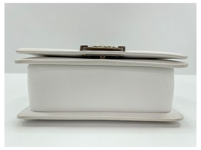 Borsa a Spalla Chanel Caviar Skin Boy Small - White Bianco - vista 8