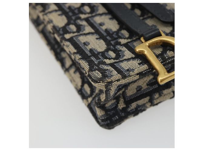 Borsa a tracolla Christian Dior Trotter Chain Saddle in tela Navy Auth ka5168V Blu navy - vista 11