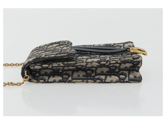 Borsa a tracolla Christian Dior Trotter Chain Saddle in tela Navy Auth ka5168V Blu navy - vista 5