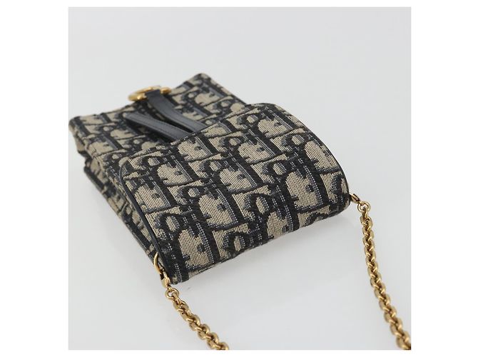Borsa a tracolla Christian Dior Trotter Chain Saddle in tela Navy Auth ka5168V Blu navy - vista 6