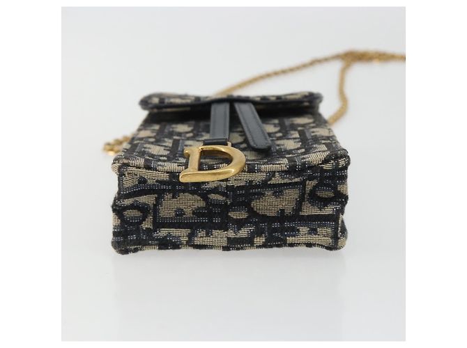 Borsa a tracolla Christian Dior Trotter Chain Saddle in tela Navy Auth ka5168V Blu navy - vista 9