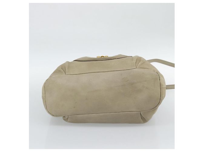 Miu Miu Tote Bag Leder 2way Beige Gold Auth 191362 Golden - Ansicht 11