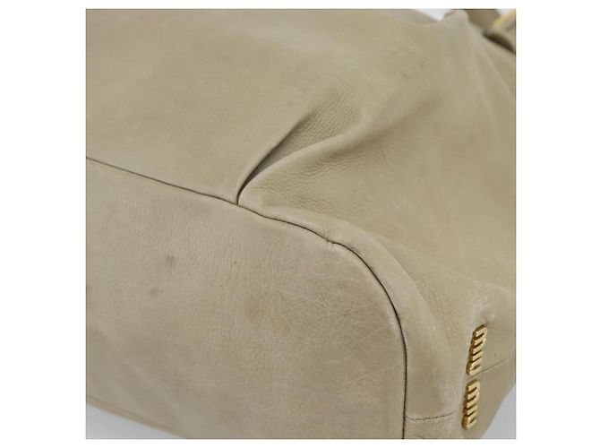 Miu Miu Tote Bag Leder 2way Beige Gold Auth 191362 Golden - Ansicht 14