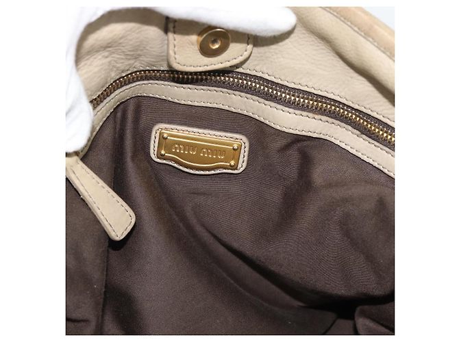 Miu Miu Tote Bag Leder 2way Beige Gold Auth 191362 Golden - Ansicht 19