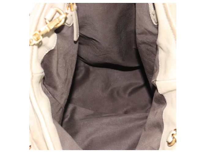 Miu Miu Tote Bag Leder 2way Beige Gold Auth 191362 Golden - Ansicht 20
