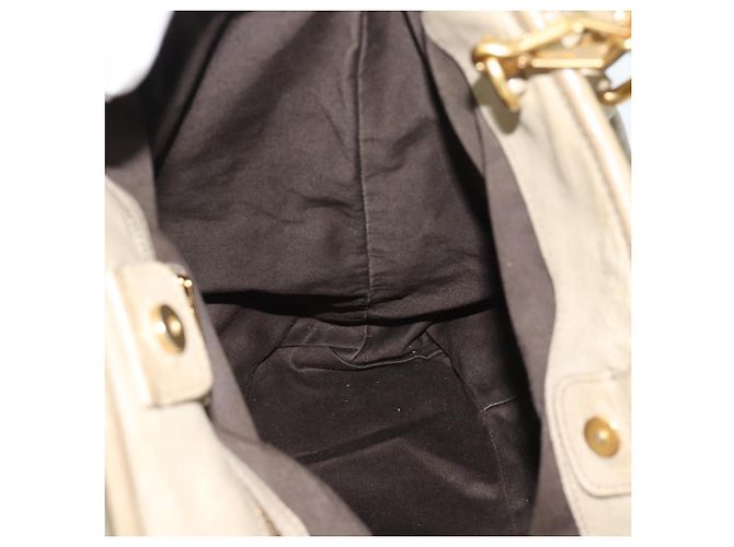 Miu Miu Tote Bag Leder 2way Beige Gold Auth 191362 Golden - Ansicht 21