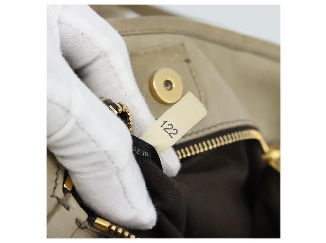 Miu Miu Tote Bag Leder 2way Beige Gold Auth 191362 Golden - Ansicht 26