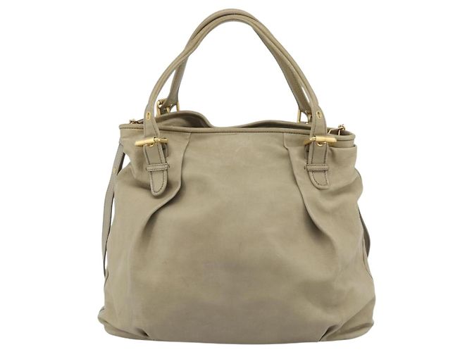 Miu Miu Tote Bag Leder 2way Beige Gold Auth 191362 Golden - Ansicht 3