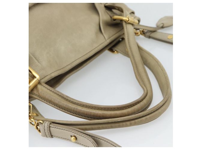 Miu Miu Tote Bag Leder 2way Beige Gold Auth 191362 Golden - Ansicht 7