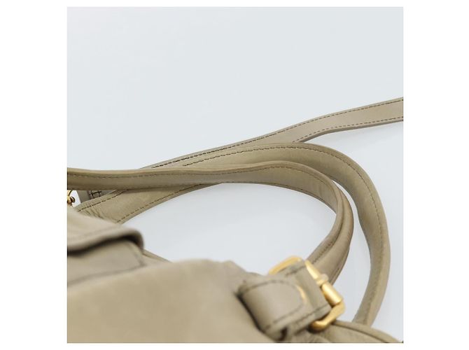 Miu Miu Tote Bag Leder 2way Beige Gold Auth 191362 Golden - Ansicht 8