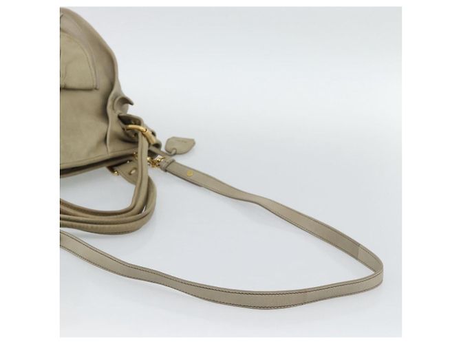 Miu Miu Tote Bag Leder 2way Beige Gold Auth 191362 Golden - Ansicht 9