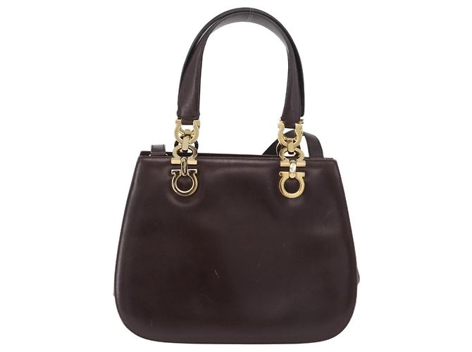 Borsa Salvatore Ferragamo Gancini in pelle marrone oro Auth 191557 D'oro - vista 3