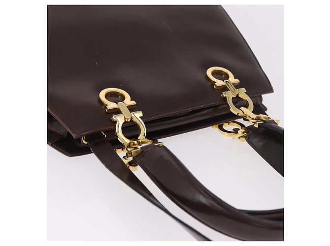 Borsa Salvatore Ferragamo Gancini in pelle marrone oro Auth 191557 D'oro - vista 6