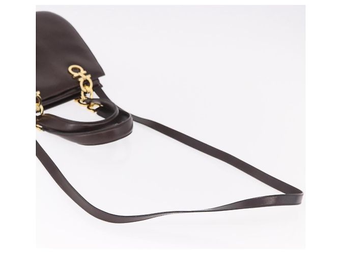 Borsa Salvatore Ferragamo Gancini in pelle marrone oro Auth 191557 D'oro - vista 9