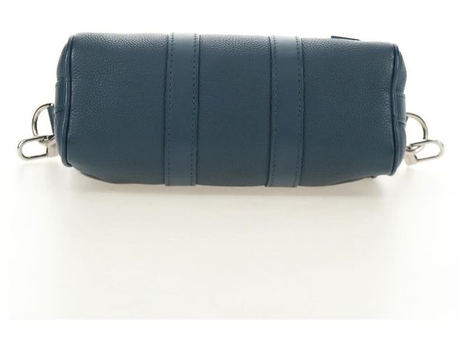 Borsa Keepall XS Aerogram LOUIS VUITTON in pelle blu M81003 LV Auth 189893M - vista 5