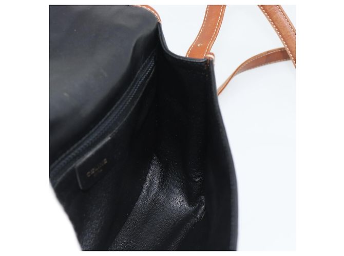 Céline CELINE Schultertasche aus Leder Schwarz Gold Auth 191330 Golden - Ansicht 18