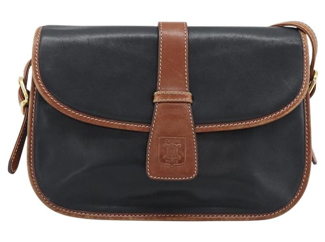 Céline CELINE Schultertasche aus Leder Schwarz Gold Auth 191330 Golden - Ansicht 2