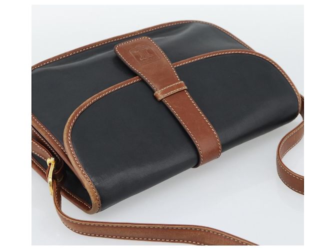 Céline CELINE Schultertasche aus Leder Schwarz Gold Auth 191330 Golden - Ansicht 6