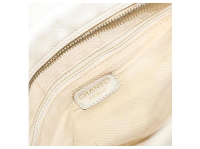 CHANEL Matelasse Chain Shoulder Bag Caviar Skin White Gold CC Auth BA13999 Bianco D'oro - vista 15
