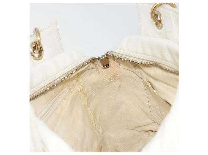 CHANEL Matelasse Chain Shoulder Bag Caviar Skin White Gold CC Auth BA13999 Bianco D'oro - vista 17