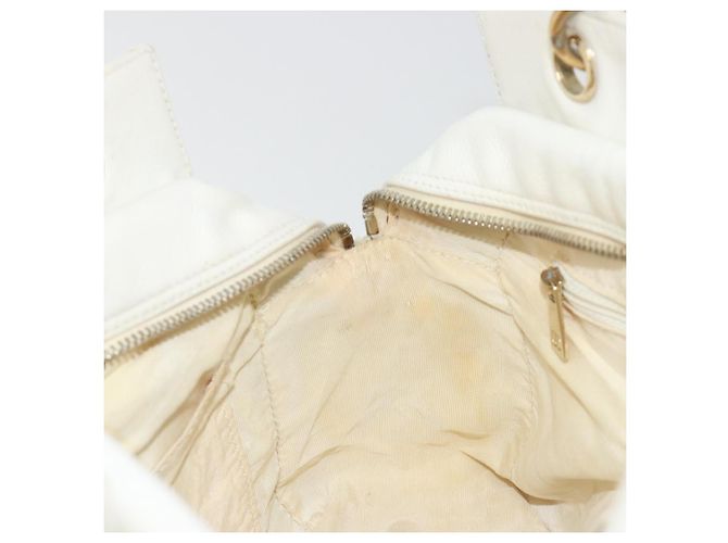 CHANEL Matelasse Chain Shoulder Bag Caviar Skin White Gold CC Auth BA13999 Bianco D'oro - vista 18