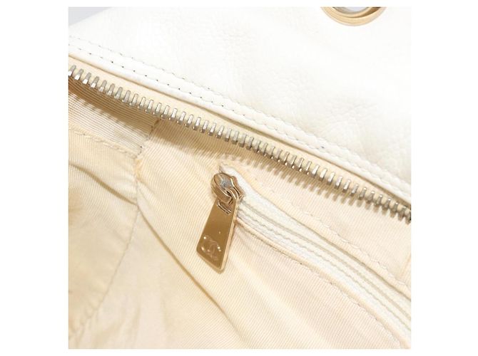 CHANEL Matelasse Chain Shoulder Bag Caviar Skin White Gold CC Auth BA13999 Bianco D'oro - vista 19