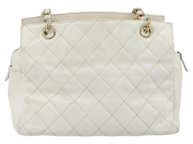 CHANEL Matelasse Chain Shoulder Bag Caviar Skin White Gold CC Auth BA13999 Bianco D'oro - vista 3
