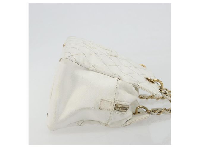 CHANEL Matelasse Chain Shoulder Bag Caviar Skin White Gold CC Auth BA13999 Bianco D'oro - vista 4