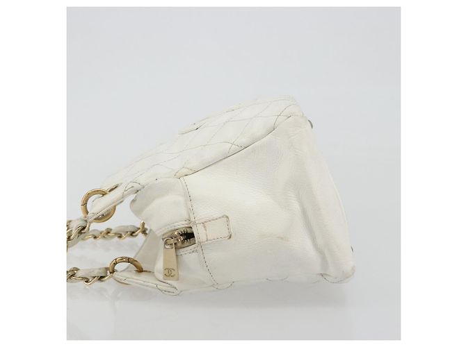 CHANEL Matelasse Chain Shoulder Bag Caviar Skin White Gold CC Auth BA13999 Bianco D'oro - vista 5