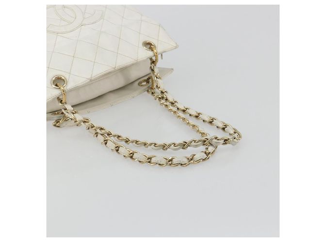 CHANEL Matelasse Chain Shoulder Bag Caviar Skin White Gold CC Auth BA13999 Bianco D'oro - vista 7