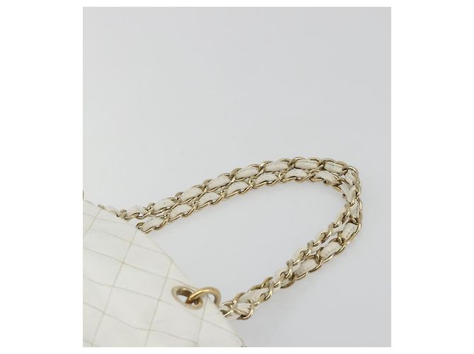 CHANEL Matelasse Chain Shoulder Bag Caviar Skin White Gold CC Auth BA13999 Bianco D'oro - vista 8