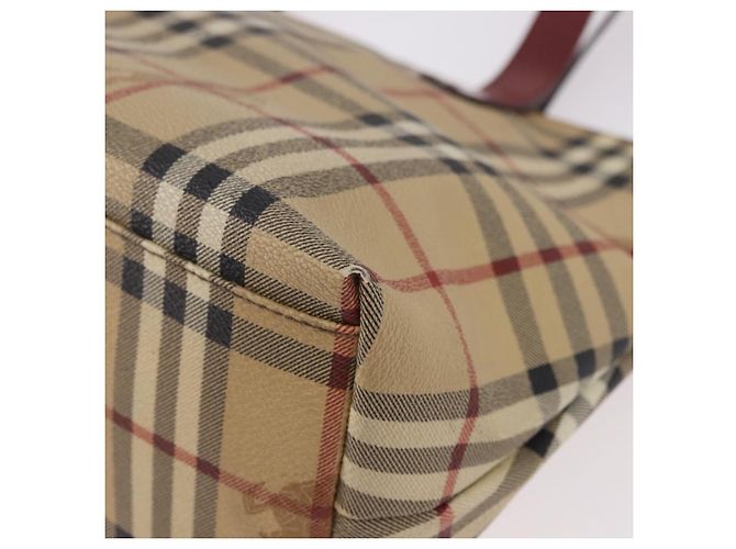 Borsa Tote BURBERRY Nova Check in PVC e pelle Beige Argento Auth 190964 - vista 11