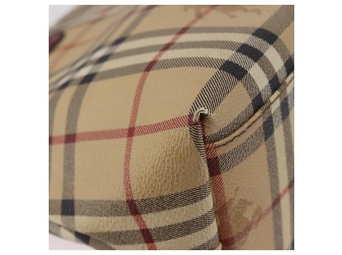 Borsa Tote BURBERRY Nova Check in PVC e pelle Beige Argento Auth 190964 - vista 12
