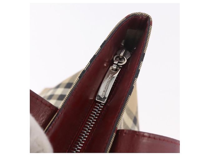 Borsa Tote BURBERRY Nova Check in PVC e pelle Beige Argento Auth 190964 - vista 14