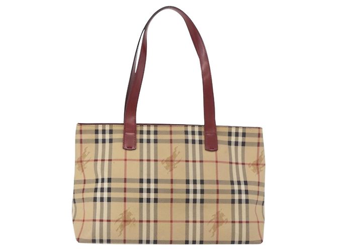 Borsa Tote BURBERRY Nova Check in PVC e pelle Beige Argento Auth 190964 - vista 3