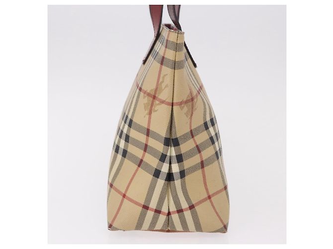 Borsa Tote BURBERRY Nova Check in PVC e pelle Beige Argento Auth 190964 - vista 4