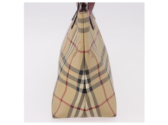 Borsa Tote BURBERRY Nova Check in PVC e pelle Beige Argento Auth 190964 - vista 5