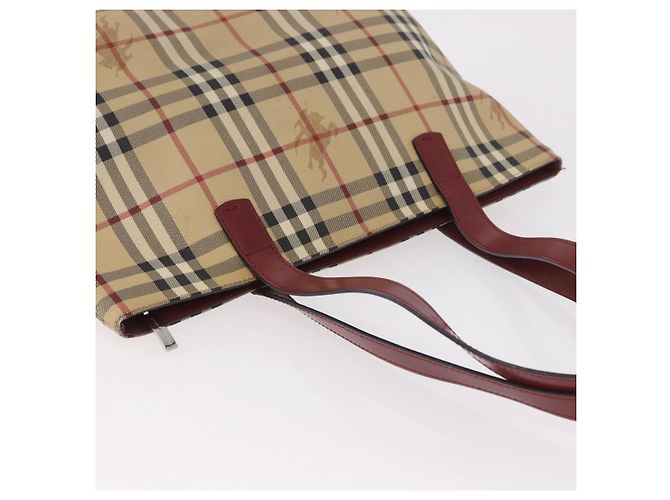Borsa Tote BURBERRY Nova Check in PVC e pelle Beige Argento Auth 190964 - vista 6