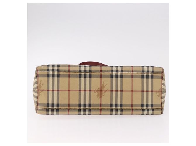 Borsa Tote BURBERRY Nova Check in PVC e pelle Beige Argento Auth 190964 - vista 9