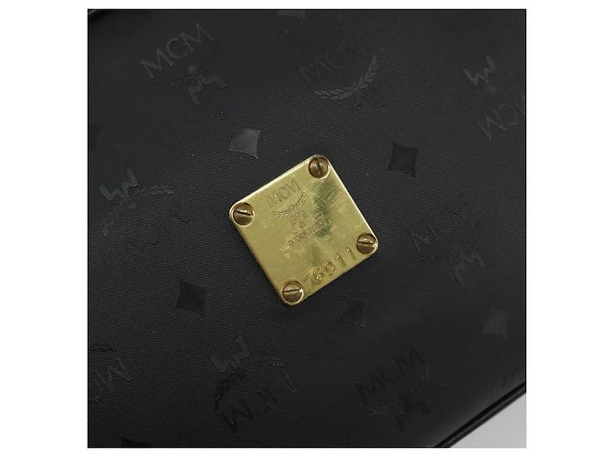 Borsa a tracolla MCM Vicetos in PVC e pelle nero oro Auth 191049 D'oro - vista 14
