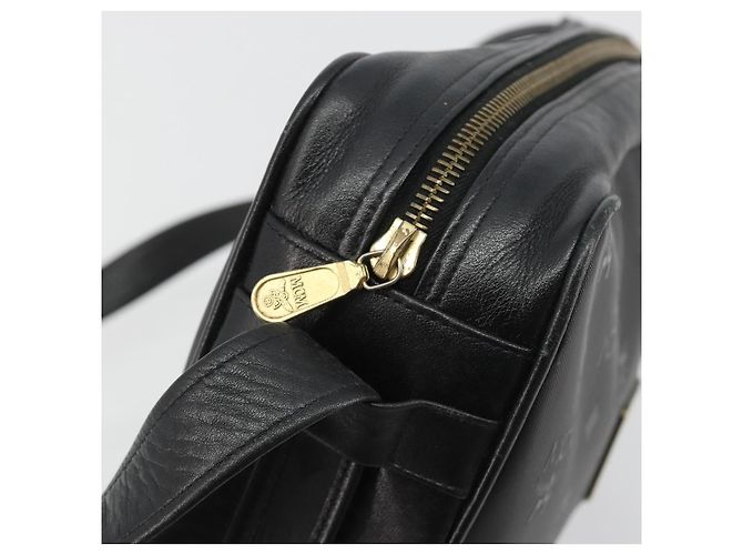 Borsa a tracolla MCM Vicetos in PVC e pelle nero oro Auth 191049 D'oro - vista 15