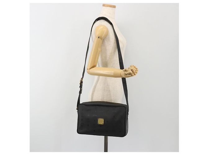 Borsa a tracolla MCM Vicetos in PVC e pelle nero oro Auth 191049 D'oro - vista 23