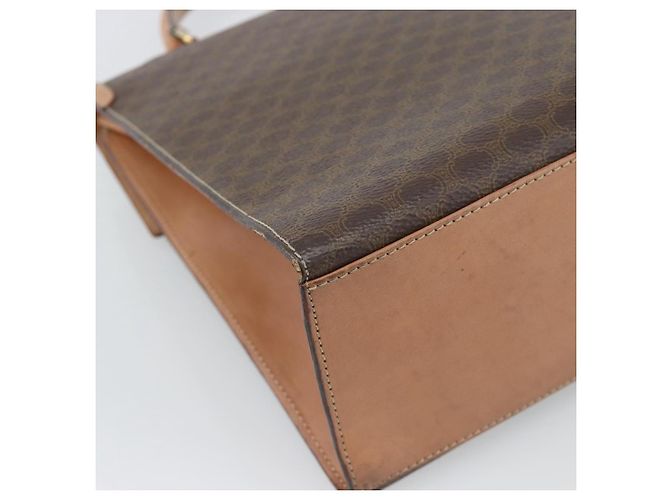 Céline Borsa CELINE Macadam Canvas PVC Pelle Marrone Oro Auth mr2743 D'oro - vista 13