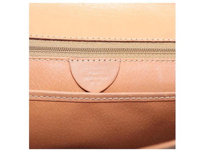 Céline Borsa CELINE Macadam Canvas PVC Pelle Marrone Oro Auth mr2743 D'oro - vista 16