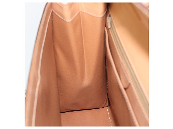 Céline Borsa CELINE Macadam Canvas PVC Pelle Marrone Oro Auth mr2743 D'oro - vista 19