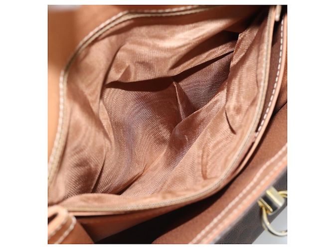 Céline Borsa CELINE Macadam Canvas PVC Pelle Marrone Oro Auth mr2743 D'oro - vista 21